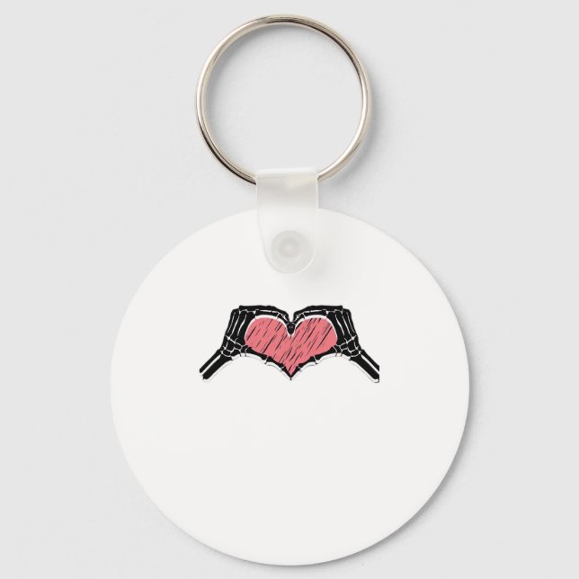 Skeleton Hand Heart Sign Valentines Day Classic Key Ring (Front)