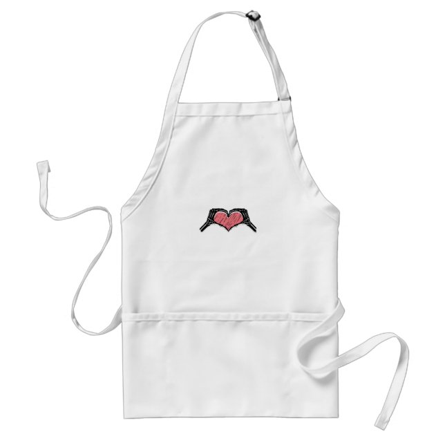 Skeleton Hand Heart Sign Valentines Day Classic Standard Apron (Front)