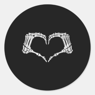 Skeleton Hand Heart Sign Vintage Halloween Costume Classic Round Sticker
