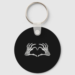 Skeleton Hand Heart Sign Vintage Halloween Costume Key Ring
