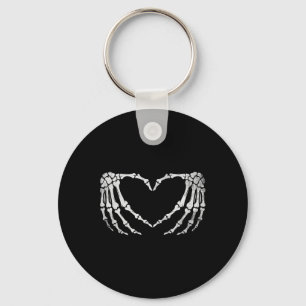 Skeleton Hand Heart Sign Vintage Halloween Costume Key Ring