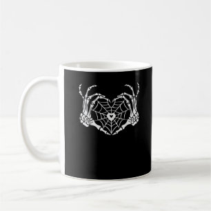 Skeleton Hand Heart Spiderweb Halloween Cobweb Par Coffee Mug