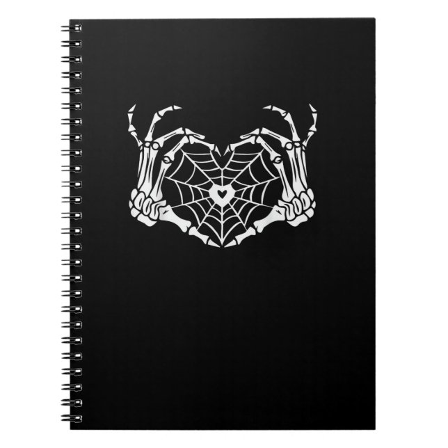 Skeleton Hand Heart Spiderweb Halloween Cobweb Par Notebook (Front)