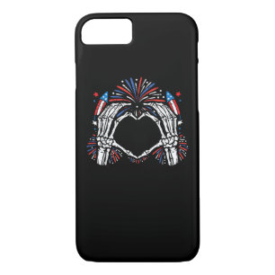 Skeleton Hand Heart USA Patriotic American Case-Mate iPhone Case