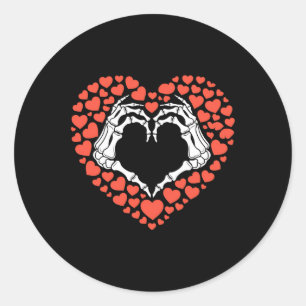 Skeleton Hand Heart Valentine's Day Cool Bones Lov Classic Round Sticker