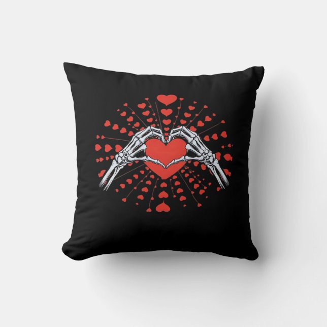 Skeleton Hand Heart Valentines Day Funny 2025 Hear Cushion (Front)