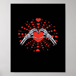 Skeleton Hand Heart Valentines Day Funny 2025 Hear Poster