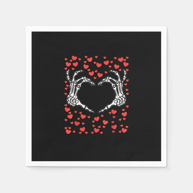 Skeleton Hand Heart Valentines Day Funny Classic Napkin (Front)