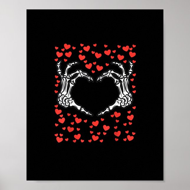 Skeleton Hand Heart Valentines Day Funny Classic Poster (Front)