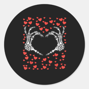 Skeleton Hand Heart Valentines Day Funny Classic Round Sticker
