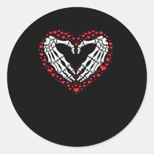 Skeleton Hand Heart Valentines Day Funny Couple Cu Classic Round Sticker