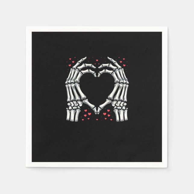 Skeleton Hand Heart Valentines Day Funny Couple Napkin (Front)