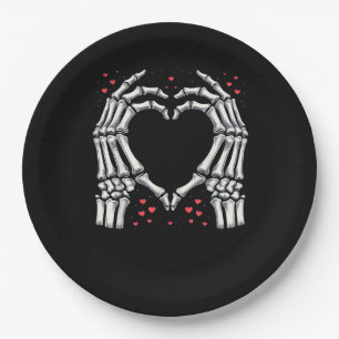 Skeleton Hand Heart Valentines Day Funny Couple Paper Plate