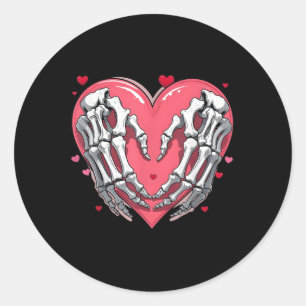 Skeleton Hand Heart Valentines Day Funny Couples L Classic Round Sticker