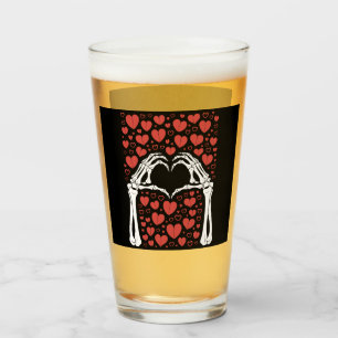 Skeleton Hand Heart Valentines Day Funny Love Glass
