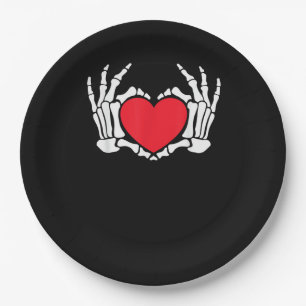 Skeleton Hand Heart Valentines Day Funny Meme Paper Plate