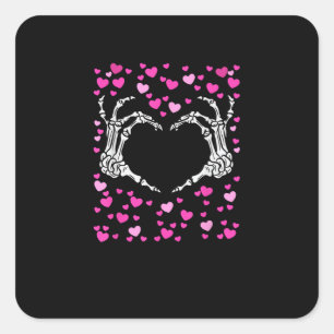 Skeleton Hand Heart Valentines Day Funny Viral Square Sticker