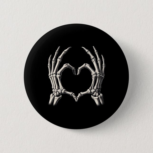 Skeleton Hand Heart Xray Retro Funny Halloween Cos 6 Cm Round Badge (Front)