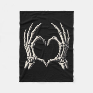 Skeleton Hand Heart Xray Retro Funny Halloween Cos Fleece Blanket