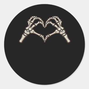 Skeleton Hand Hearts Design Classic Round Sticker
