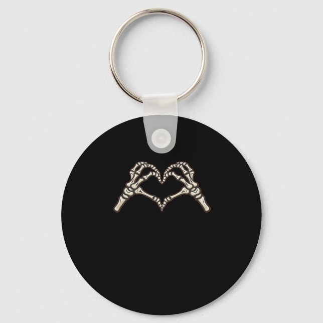 Skeleton Hand Hearts Design Key Ring (Front)