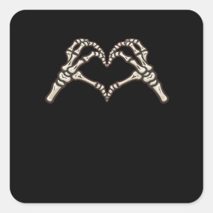 Skeleton Hand Hearts Design Square Sticker