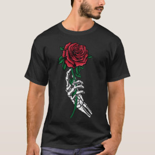 Skeleton Hand Holding A Red Rose Halloween Costume T-Shirt