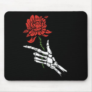 Skeleton Hand Holding A Red Rose Mouse Pad