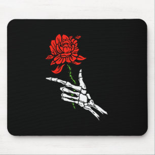 Skeleton Hand Holding A Red Rose  Mouse Pad