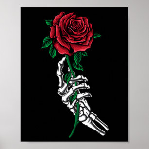 Skeleton Hand Holding A Red Rose Pocket Halloween Poster