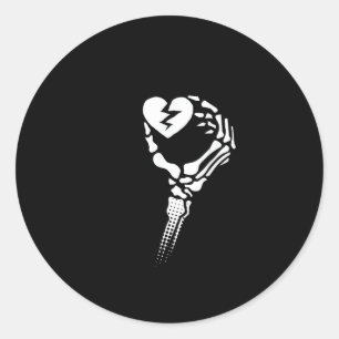 Skeleton Hand Holding Heart Simple Expression Classic Round Sticker