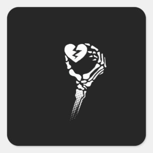 Skeleton Hand Holding Heart Square Sticker