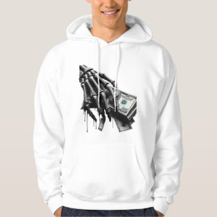 Skeleton Hand Holding Money – Bold Minimalist Des Hoodie