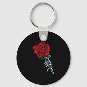 Skeleton Hand Holding Rose _ Aesthetic Red Flower Key Ring