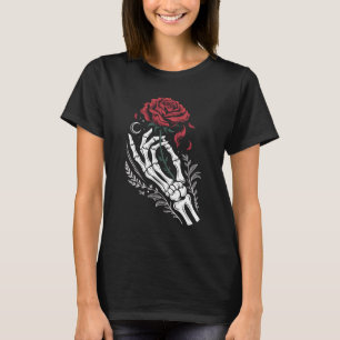 Skeleton Hand Holding Rose Gothic T-Shirt for Dark