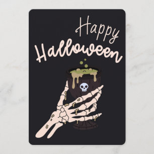 Skeleton Hand Holding Skull Chalice Halloween Holiday Card