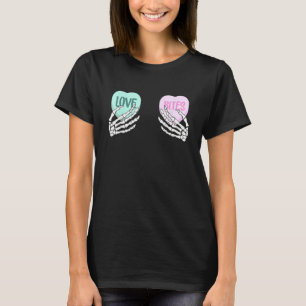 Skeleton Hand Love Bites Heart Happy Valentines Da T-Shirt