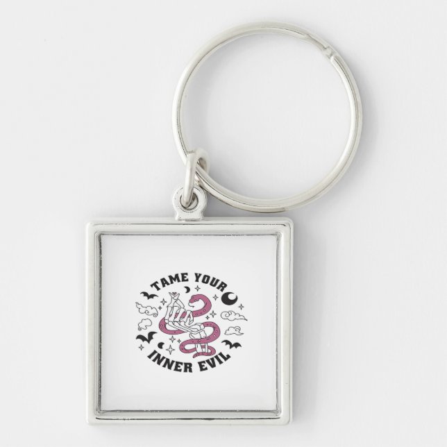 Skeleton Hand Making Heart Minimal Design Key Ring (Front)