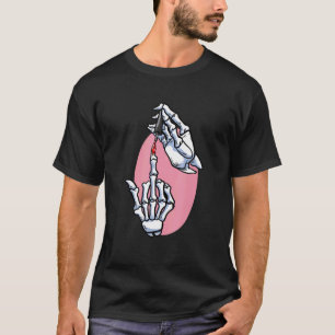 Skeleton Hand Middle Finger Nail Polish Nail Tech T-Shirt