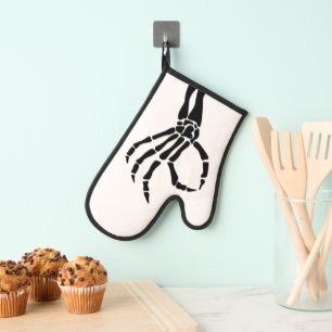 Skeleton Hand Ok Sign Gothic Halloween Cooking Oven Mitt