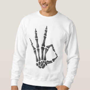 Skeleton Hand OK Sign Graphic Sweatshirt