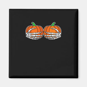 Skeleton Hand On Chest Pumpkin Halloween Women Magnet