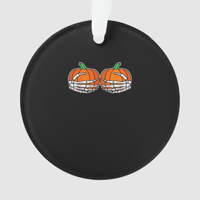 Skeleton Hand On Chest Pumpkin Halloween Women Ornament (Front)