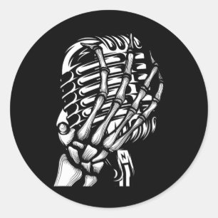 Skeleton Hand On The Mic Rock And Roll s Band Tees Classic Round Sticker