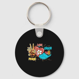 Skeleton Hand Peace Love-crocs Family Xmas Pyjama  Key Ring
