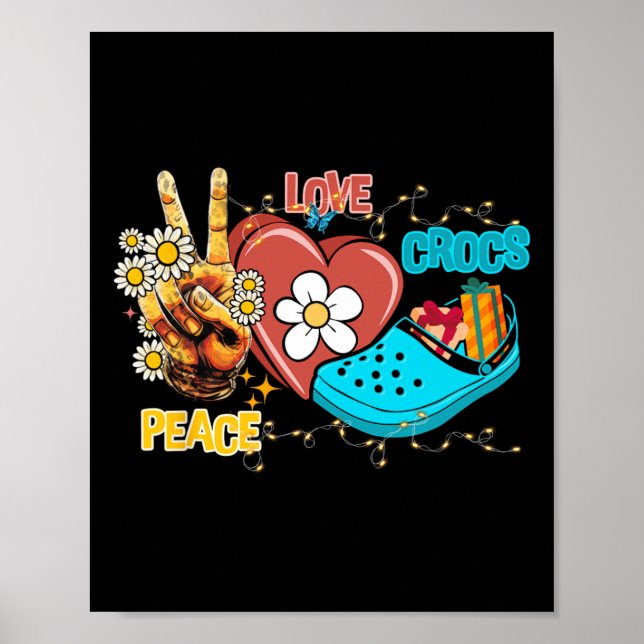 Skeleton Hand Peace Love-crocs Family Xmas Pyjama  Poster (Front)