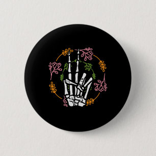 Skeleton Hand Peace Pocket Halloween Costume Men W 6 Cm Round Badge