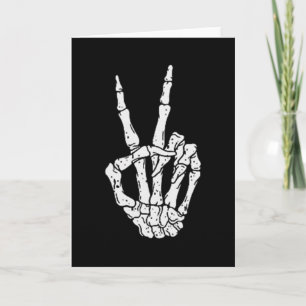 Skeleton Hand Peace Pocket Halloween Spooky Mens B Card
