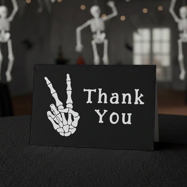 Skeleton Hand Peace Sign Black Thank You Card (Skeleton Hand Peace Sign Black Thank You Card
)