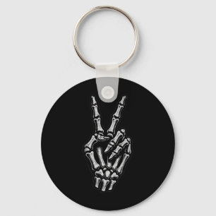 Skeleton Hand Peace Sign Bone 1 Key Ring